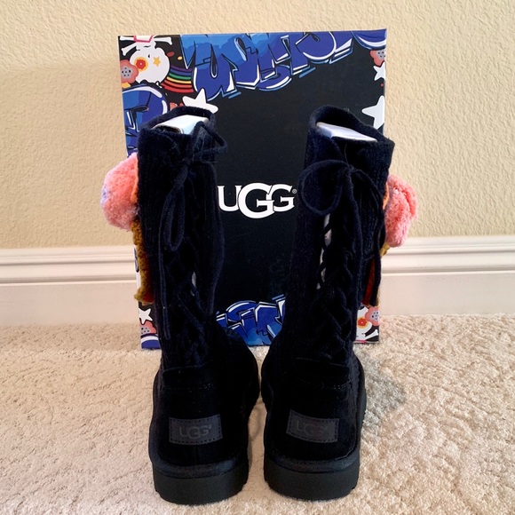 UGG Flower & Pompom Crochet Knit Classic Boots - Picture 3 of 8